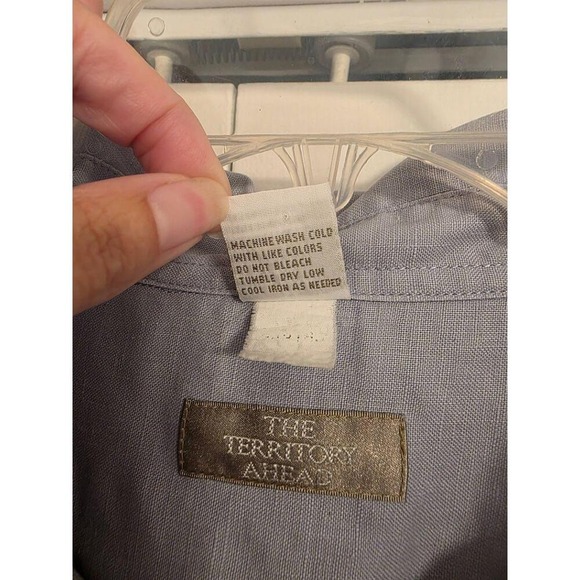 The Territory Ahead Light Blue Linen Dual Pocket Button Up Casual‎ Shirt Medium - Picture 4 of 8